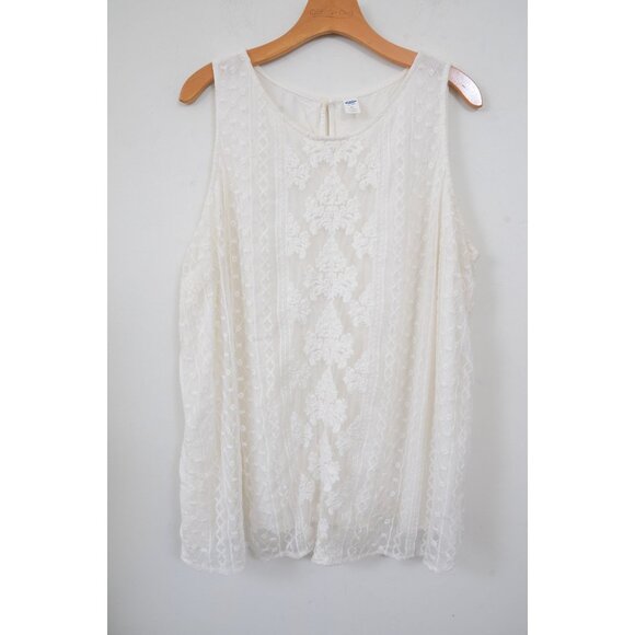 Old Navy PLUS Size 3X Embroidered-Mesh Tank Top Boho Feminine Cottagecore Top - Picture 5 of 11